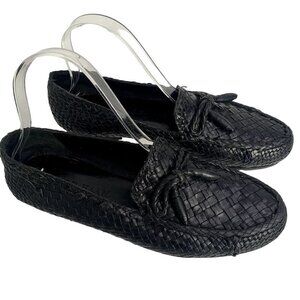 Cole Haan Women's 8AA Black Leather Basketweave Woven Tassel Classic Loafer